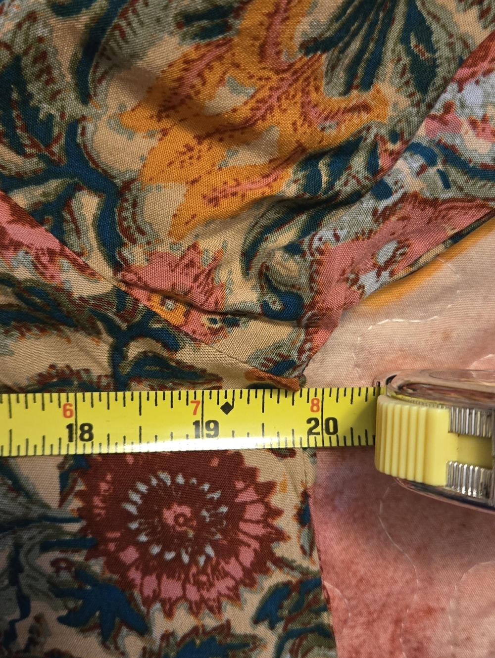 NATURAL LIFE Floral Peasant Blouse in Teal, Pink and Mustard - Picture 5 of 5
